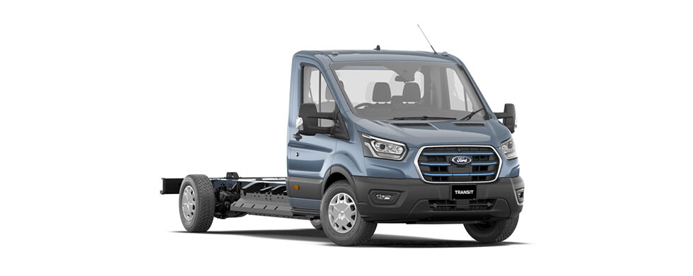 E Transit Cargo Cab Chassis in Blue Metallic