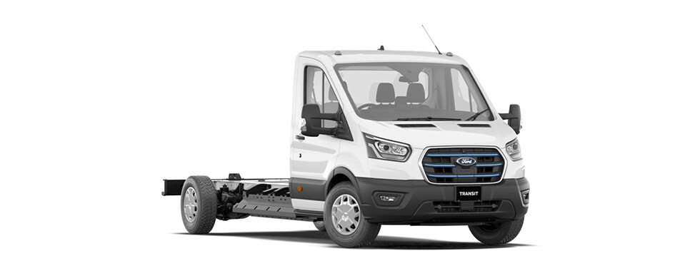 E Transit Cargo Cab Chassis in Frozen White
