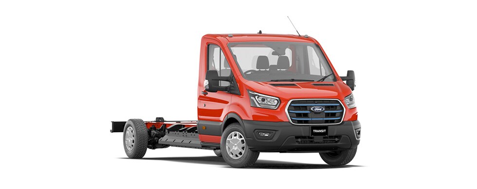 E Transit Cargo Cab Chassis in Race Red