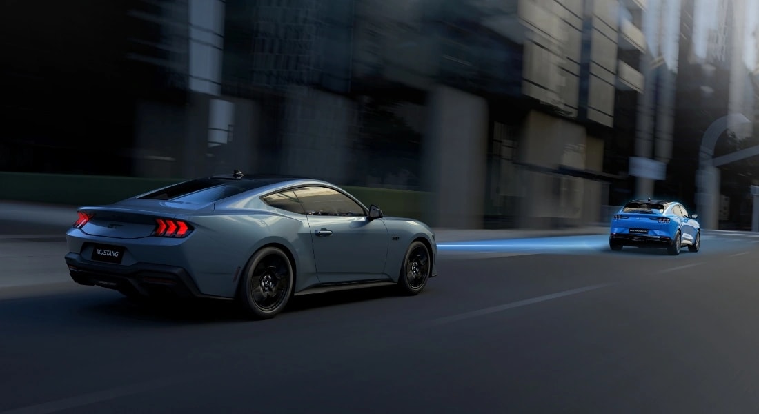 Ford Mustang using pre-collision assist with autonomous emergency braking 