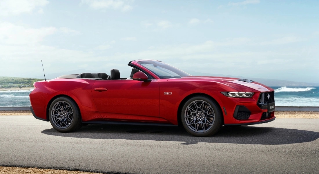 Ford GT Convertible Mustang driving on coastal road