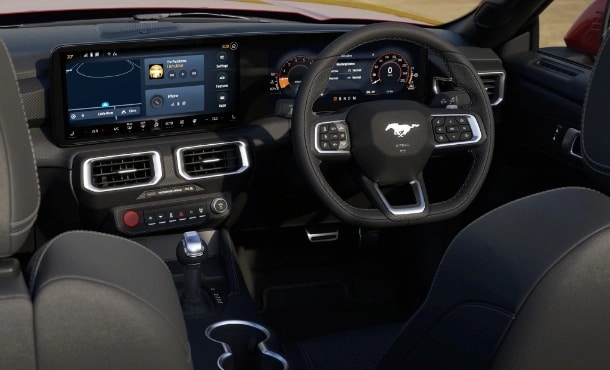 Ford GT Convertible Mustang steering wheel and digital dashboard
