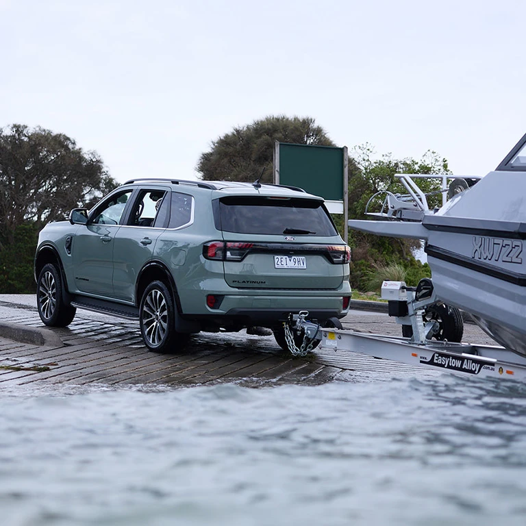 SUV launching boat trailer