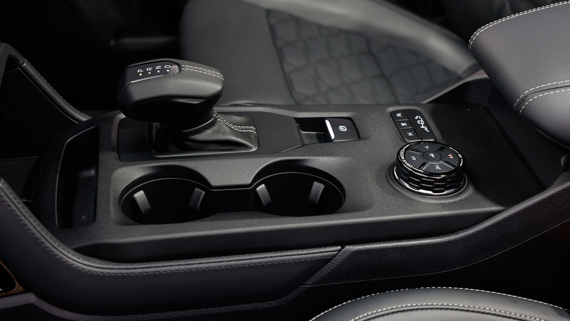 Modern SUV gear console controls