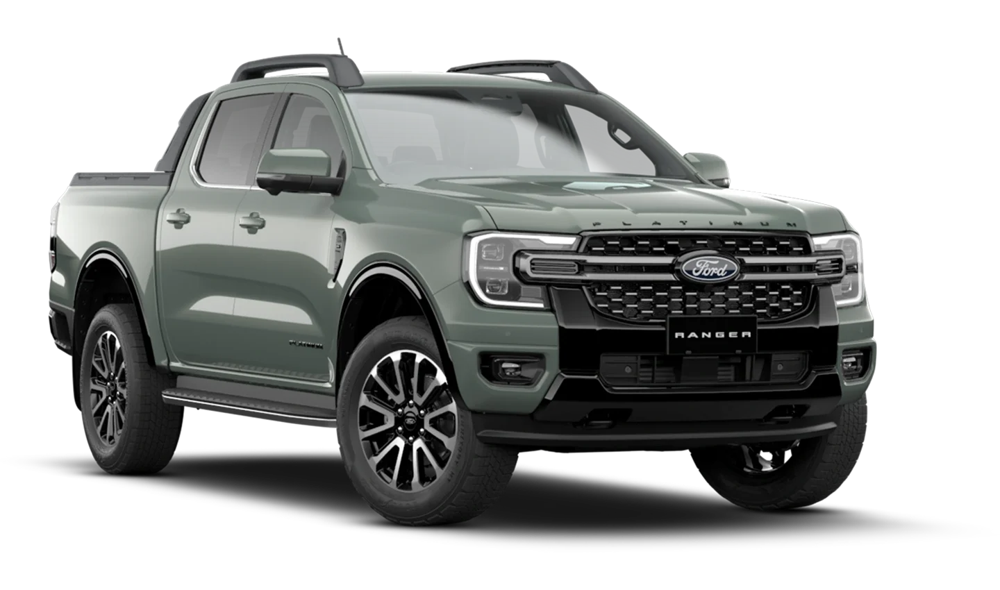 ford view of platinum in acacia green on model walk