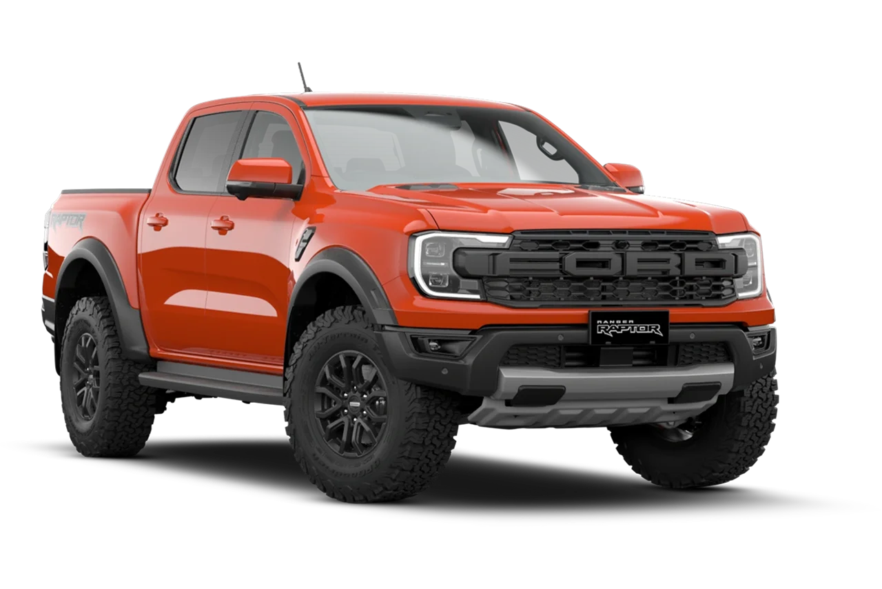 front view of red raptor