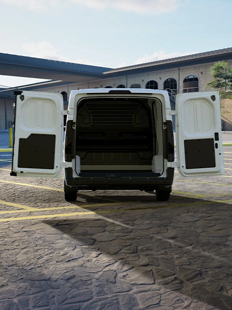 Open rear cargo doors view