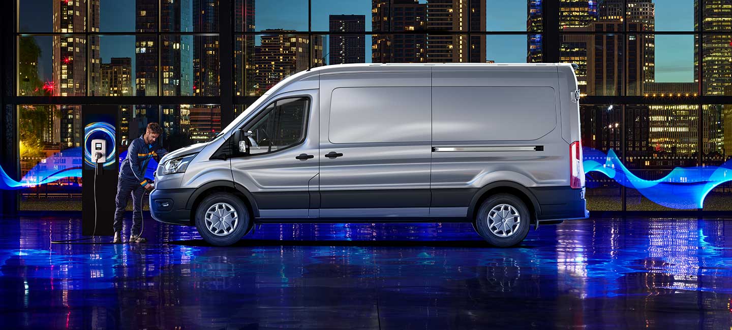 All Electric Transit Driving in City 