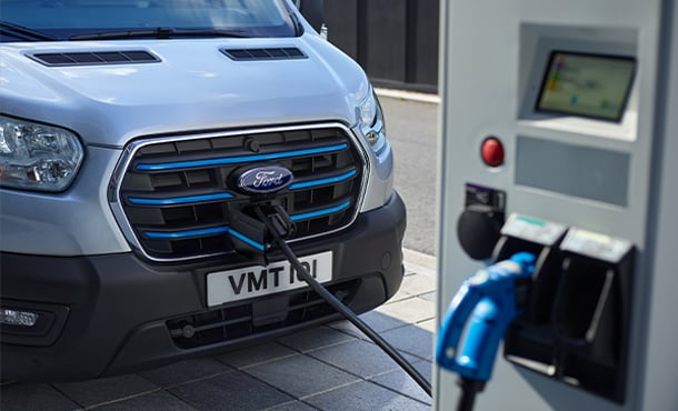 E-Transit charging at public charging station