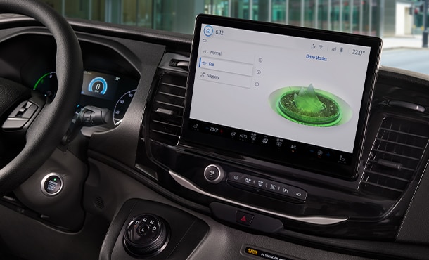 E-Transit showing Eco drive mode on display screen