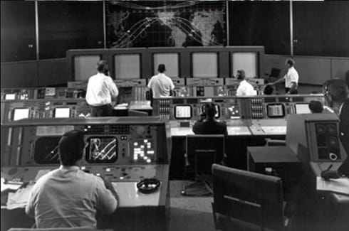 Ford-Philco engineers unveil the Mission Control Center used to put a man on the moon.